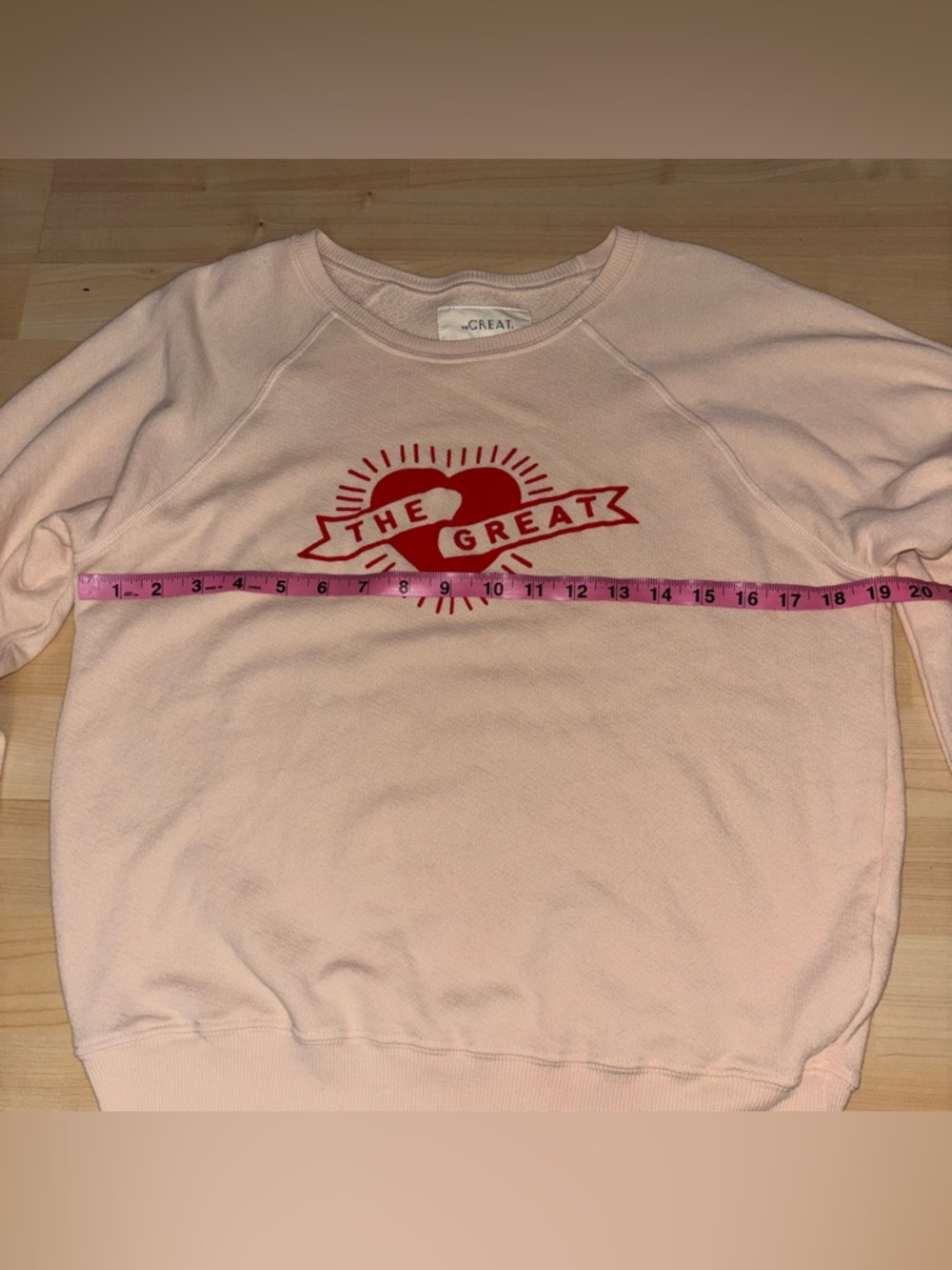 The Great Shrunken Graphic Heart Sweatshirt Sz 1(Small) Whisper Pink 100% Cotton - Picture 8 of 11